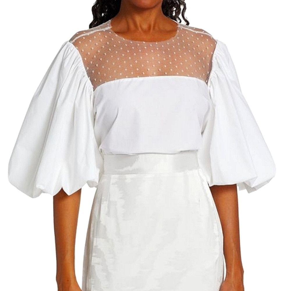🔥FINAL PRICE DROP🔥 NWT$490 Silvia Tcherassi Mantua Sheer Blouse Top Sz M